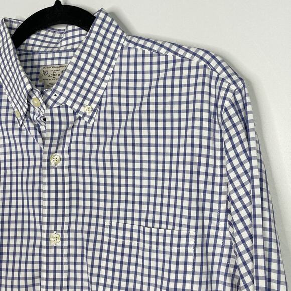 J Crew Mens Medium M Set of 2 Plaid Button Down Dress Shirts White Blue Cotton - Picture 10 of 14
